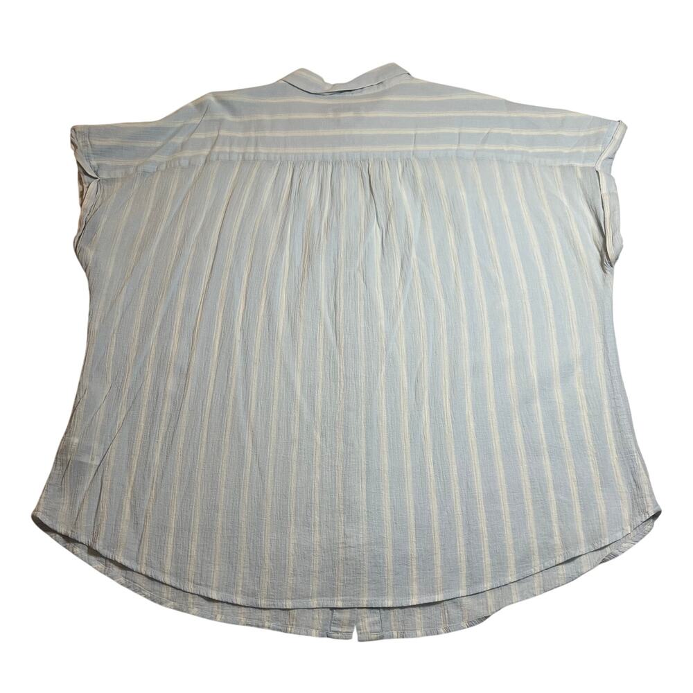 Ava & Viv Stripe Short Sleeve Button Up Shirt Size 2X Cotton Lightweight Coastal - Picture 2 of 7